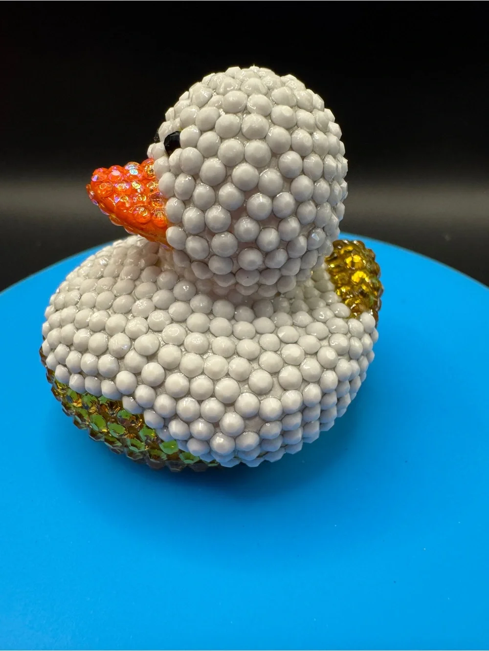 Hand Blinged Ghost Rubber Duck White and Orange Beaded Jeep Jewels Halloween